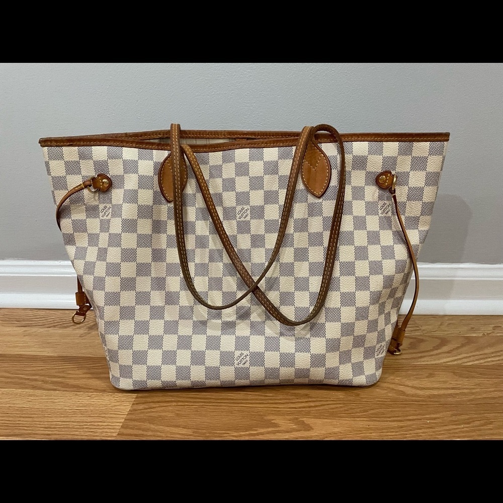 AUTHENTIC Louis Vuitton Neverfull MM Damier Azur